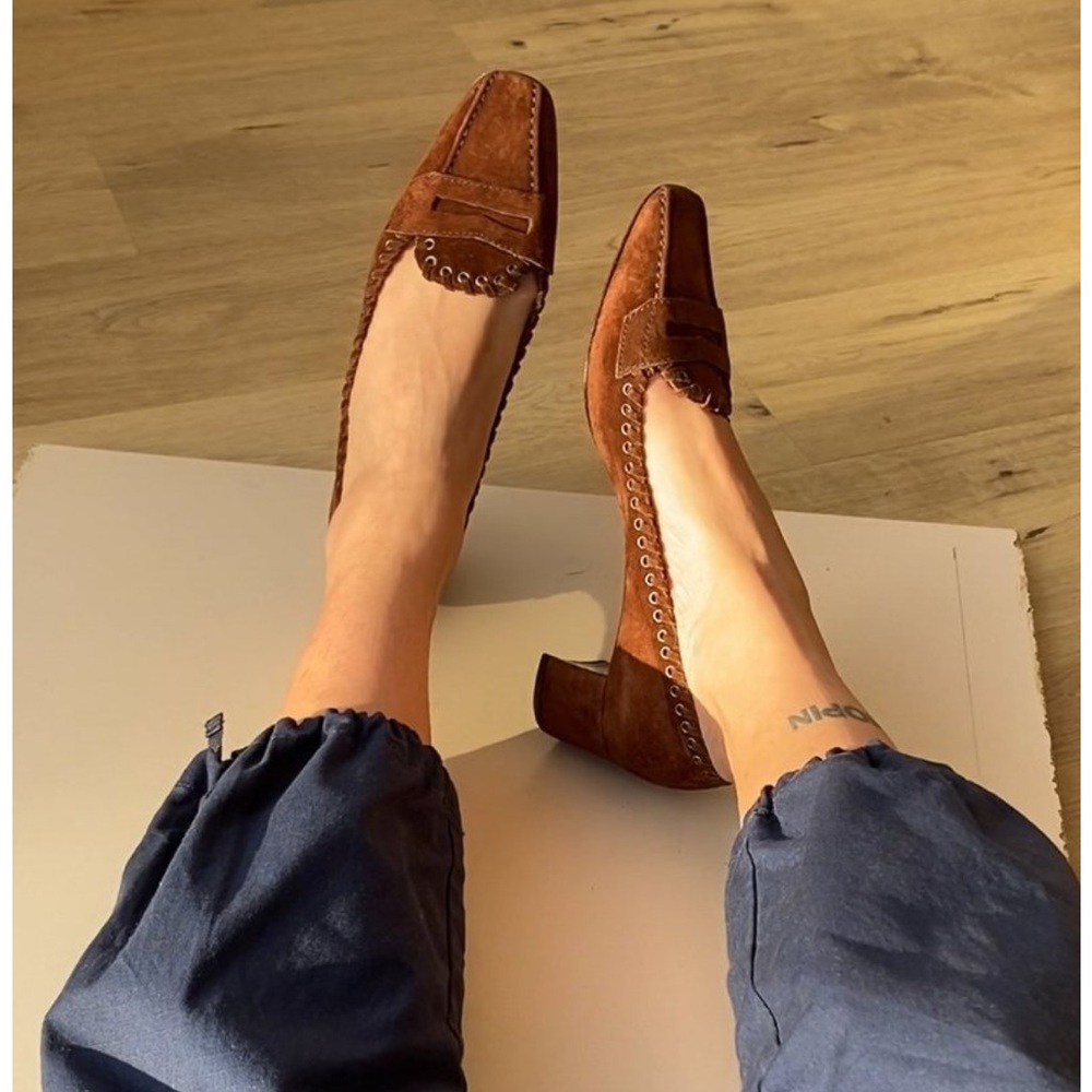 Prada Brown Heeled Loafers